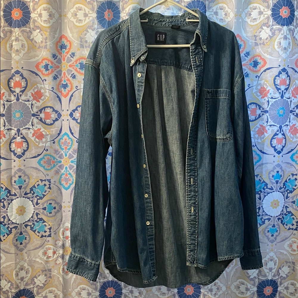 GAP Light Blue Denim Shirt Jacket - Picture 3 of 6